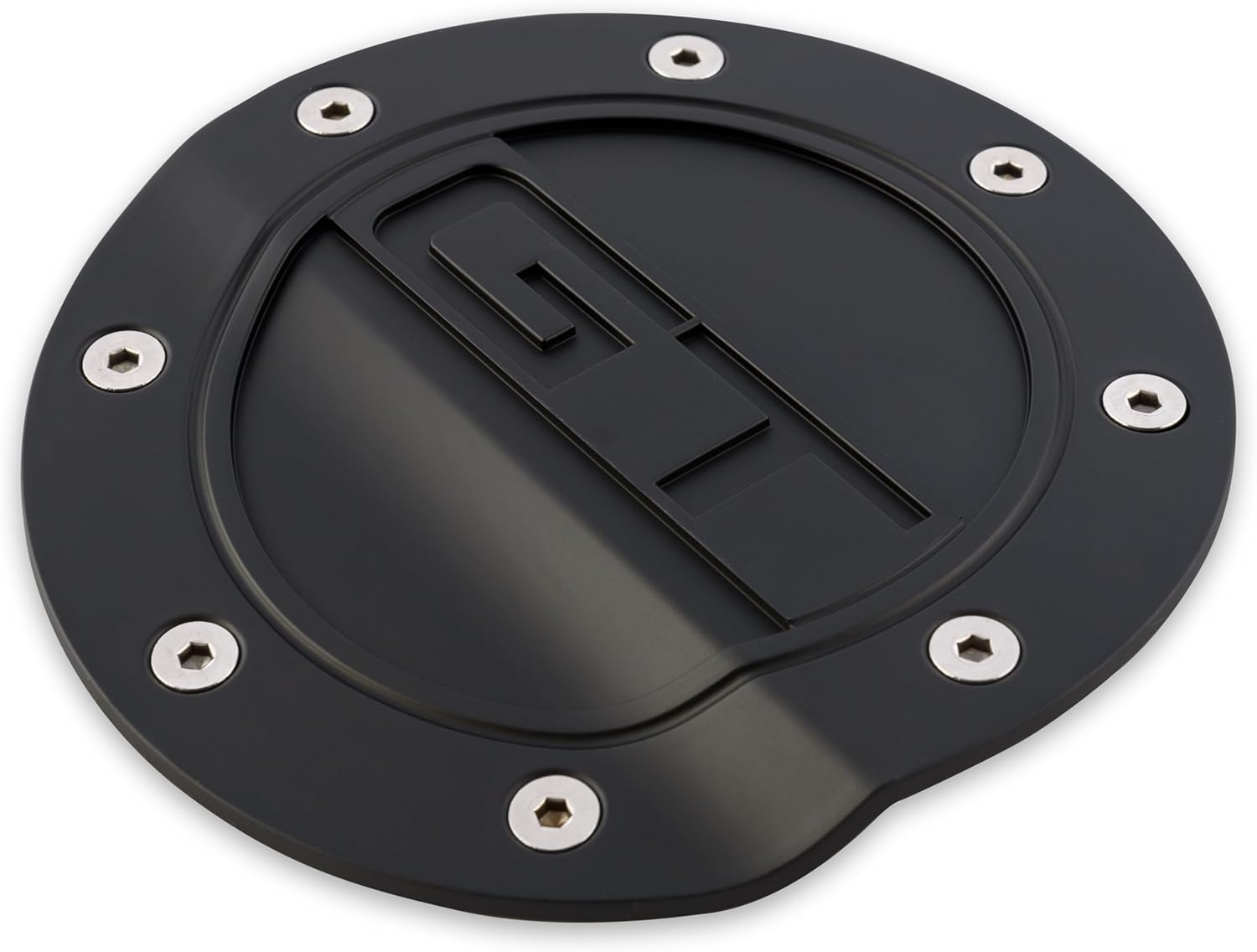 Drake Muscle Cars Comp Series Fuel Door with"GT" Lettering in Satin Black Finish, Compatible with Ford Mustang GT 2015-2021, Model FR3Z-6640526-GA