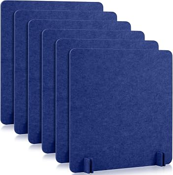 Kisston 6 Pack Acoustic Desk Divider Partition 24 x 24" Stand Up Freestanding Desk Privacy Panel Noise and Visual Distractions Reducing Table Divider for Office Class Reception Area Blue