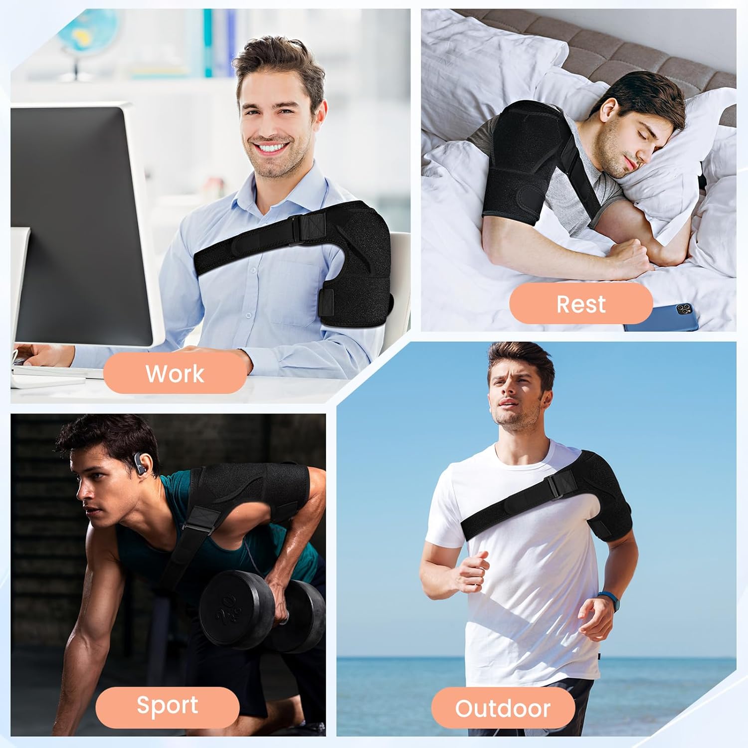 1PCS Shoulder Brace for Men and Women for Torn Rotator Cuff,Arm Sling Shoulder Immobilizer,Shoulders Compression Sleeve and Support For Pain Relief,Adjustable,Suitable for Both Left and Right Arms - Image 7