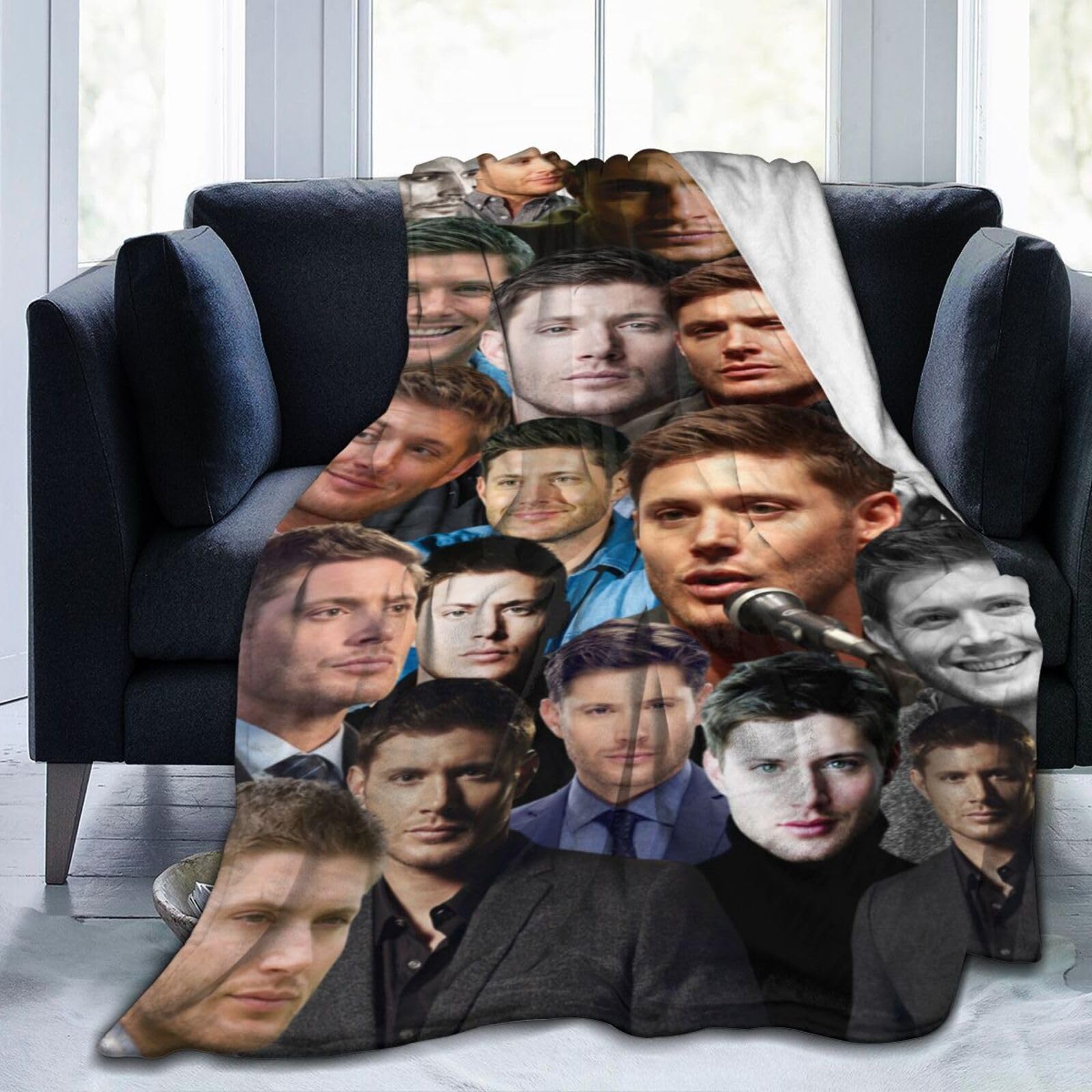 Moonforever Blanket Jensen Ackles Soft and Comfortable Wool Fleece Throw Blankets for Sofa Office car Camping Yoga Travel Home Decoration Cozy Plush Beach Blanket Gift 50"x40"