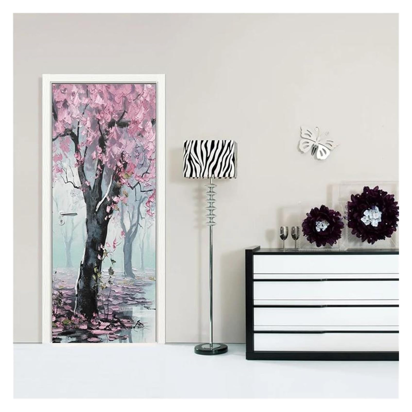 Autocollant mural de porte 3D étanche en PVC adhésif 77x200cm pour salon