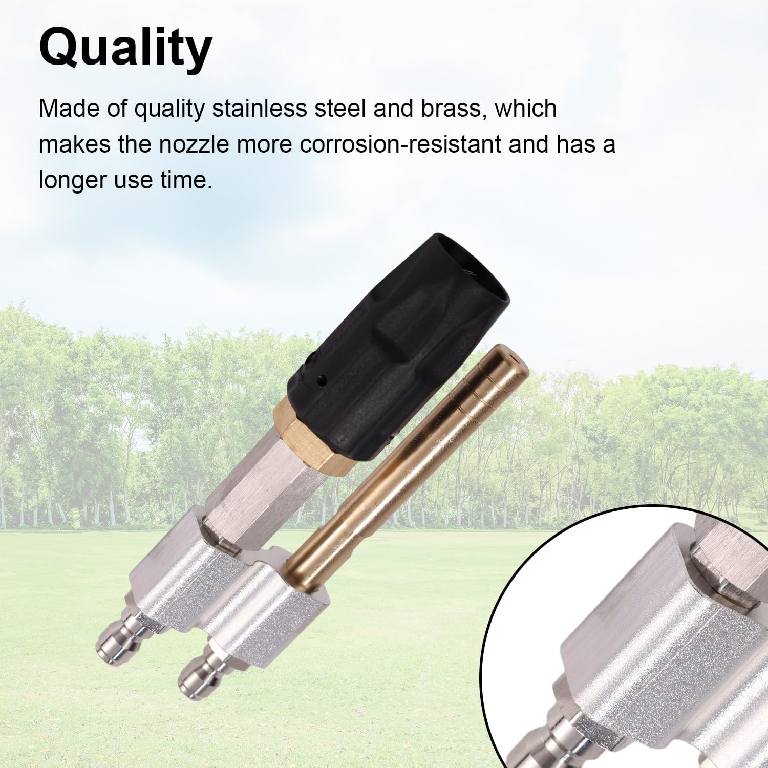 M5 Twist Nozzle, 2-in-1 Adjustable Downstream Soft Wash Gun & Long Range Soap Pump Sprayer Nozzle with 1/4" NPT Connect 3-7 GPM Softwash Power Pressure Washers Tip for Garden Floor Cleaning