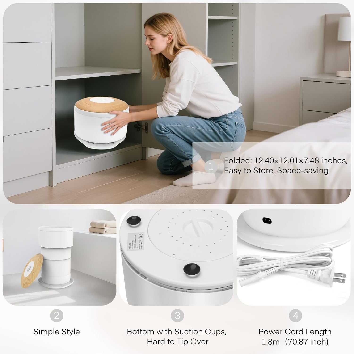 Homelove Towel Warmer for Bathroom - Upgrade Foldable Heated Towel Warmers Bucket with Time Setting and Auto Shut Off for 24L Large Towel Warmer with Lighting and Adjusts 3 Heat Levels-Wood