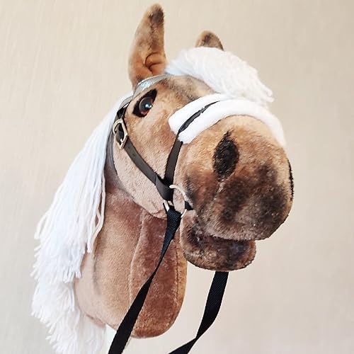 Miniatura 8 de Hobby horse bridle Stick horse accessories Faux leather bridle for Hobby horse with open mouth