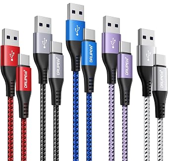 5Pack 2M USB C Charger Cable, USB to USB Type C Cable Fast Charge 3A iphone 15 Charger Cable Fast Charging Brainded for Samsung Galaxy S20 S21 S22 S23 S24 Plus Ultra S10 S9, iphone 15 Pro Max, Pixel