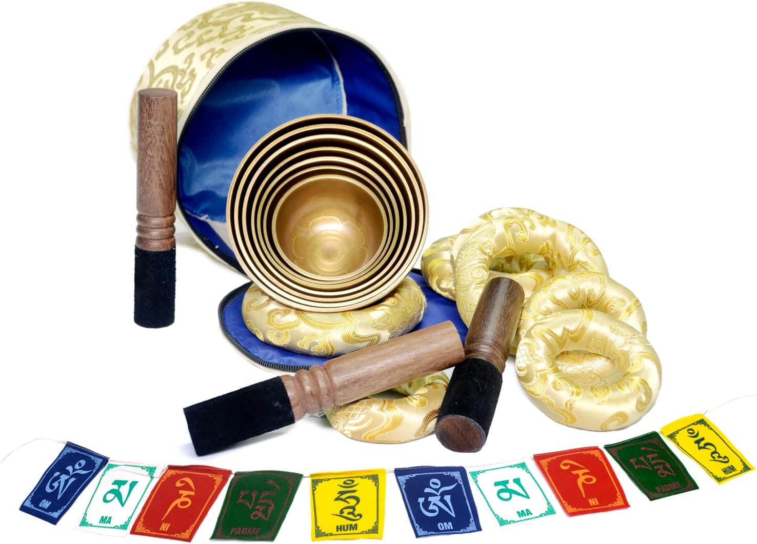 Tibetan Singing Bowl Set of 7 Himalayan Bowl Vajra Engraved Chakra bowl Authentic 7 metals Handmade in Nepal for Yoga, Chakra healing, Deep Relaxation Mindfulness