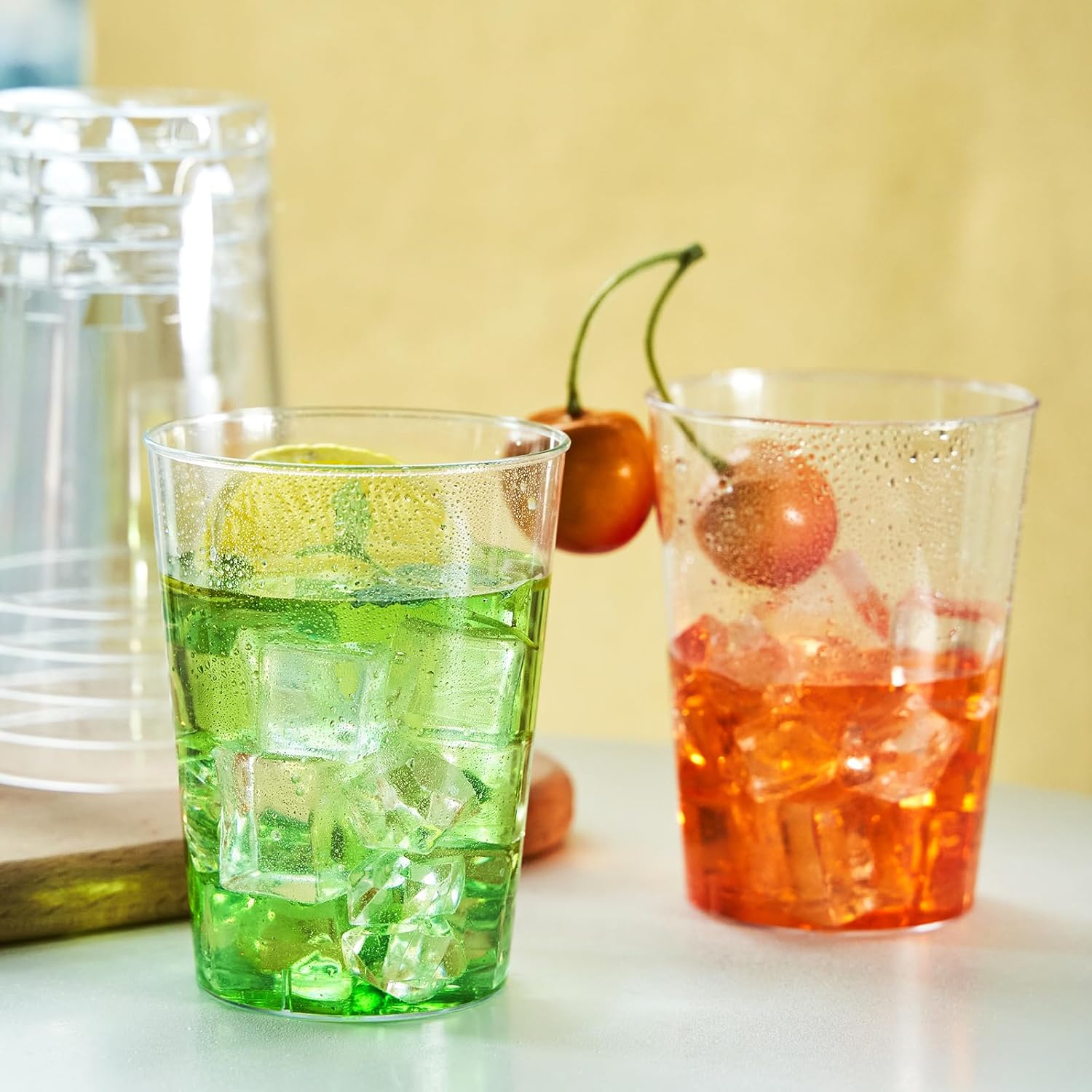 RACETOP 10 oz Clear Disposable Plastic Cups 200 Pack, Clear Plastic Cups Tumblers, Heavy-duty Party Glasses, Disposable Cups