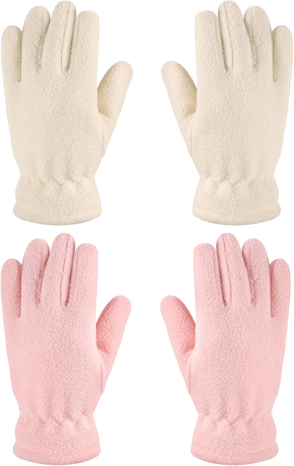 Geyoga 2 Pairs Kids Fleece Gloves Full Finger Winter Warm Gloves Cold Weather Mittens for Boy Girl
