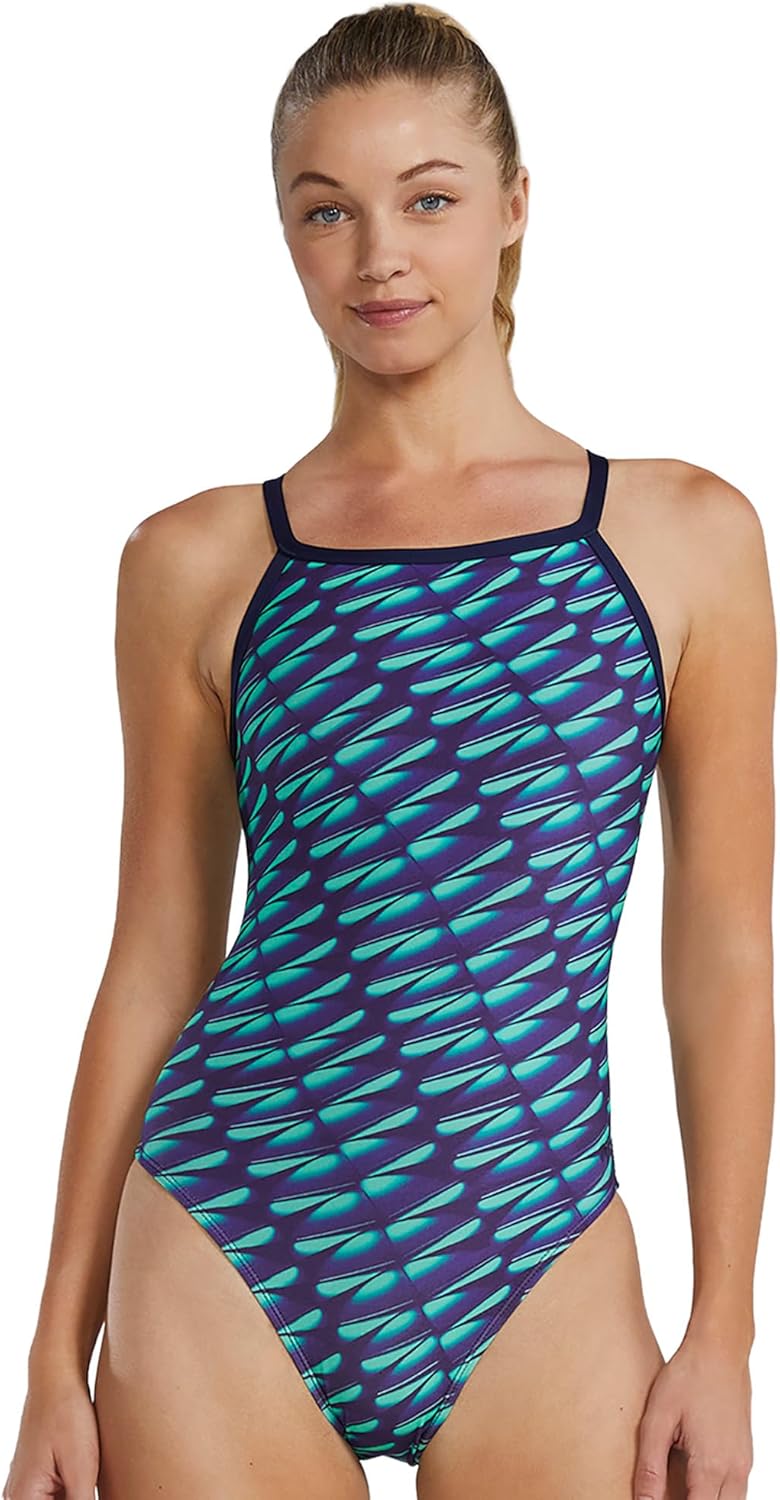 TYR Women's Durafast Elite Diamondfit Swimsuit, Green/Navy, 30