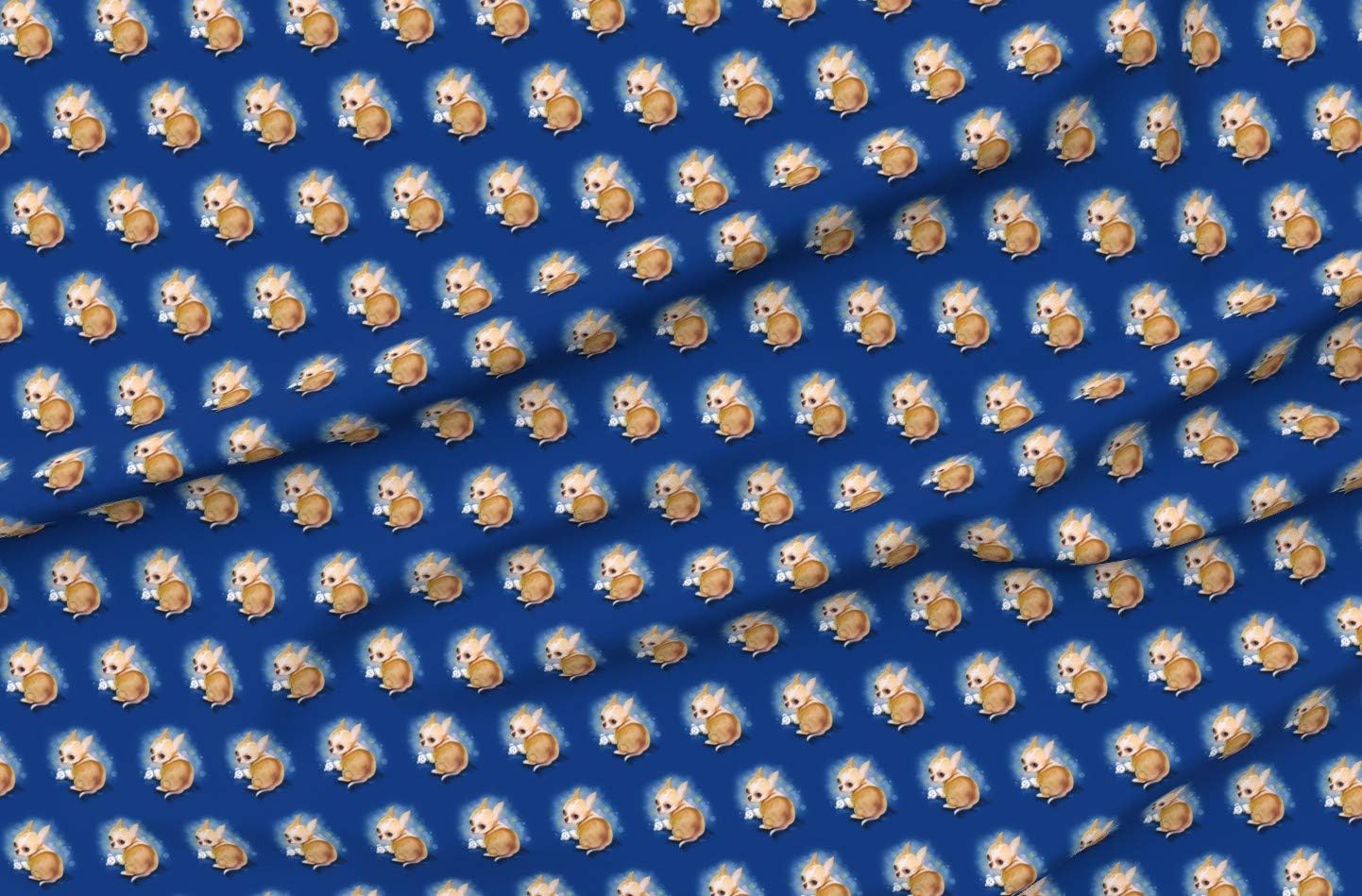 Spoonflower Fabric - Chihuahua Blue Medium Pattern Dog Bear Puppy Pet Toy Breed Printed on Organic Cotton Sateen Fabric by The Yard - Sewing Quilting Apparel Home Decor