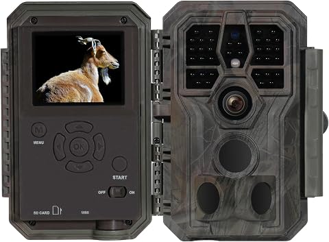 GardePro A5 Câmara de Caça 64MP 1296P H.264 Vidéo, Camara Fototrampeo con Alcance de Visión Nocturna de 30m y 0,1s Tiempo de Activación, LED IR de 940 NM No-Glow, IP66