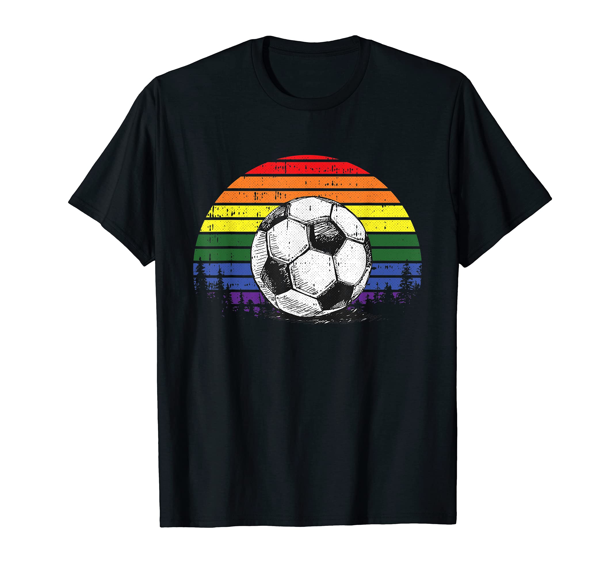 Soccer Ball LGBT-Q Gay Pride Flag Sport Fan Player Ally T-Shirt, Black