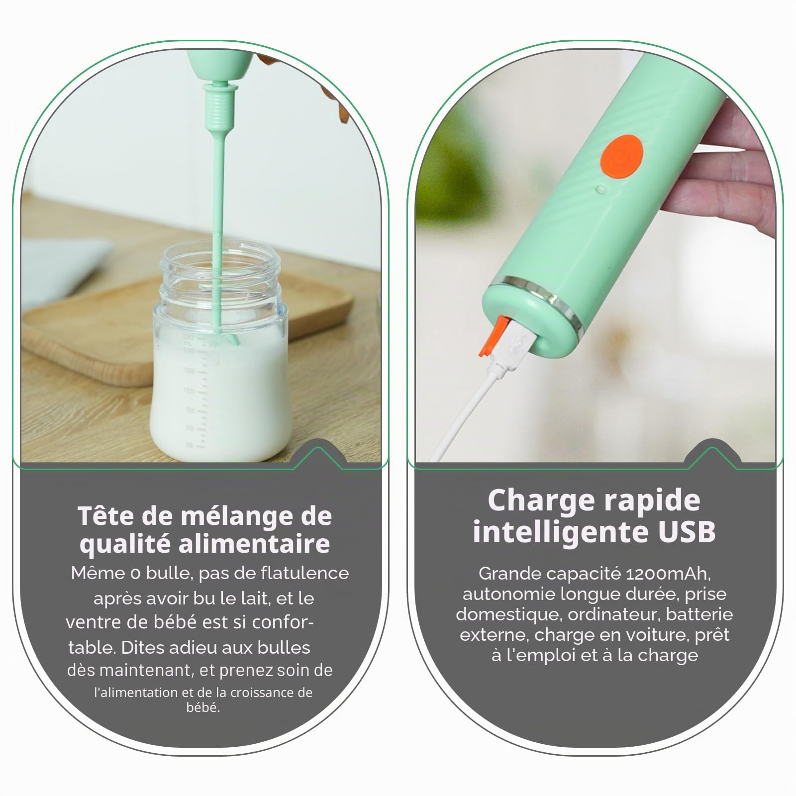 Lot de brosses à biberons de voyage pour bébé, brosse électrique, 2 modes, rechargeable, portable, avec stérilisateur UV pour biberons, tire-lait et tétine (vert)