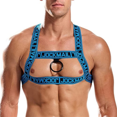 JOCKMAIL Letter Shoulder Strap Men's Binding Bandage Fitness Muscle Chest Strap - Small-Medium - A-blue