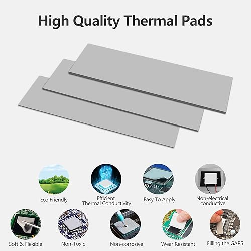 Miniatura 3 de UCEC 30 almohadillas térmicas GPU, 2.6 x 0.8 pulgadas, almohadilla térmica de silicona reutilizable para CPU, almohadilla de enfriamiento