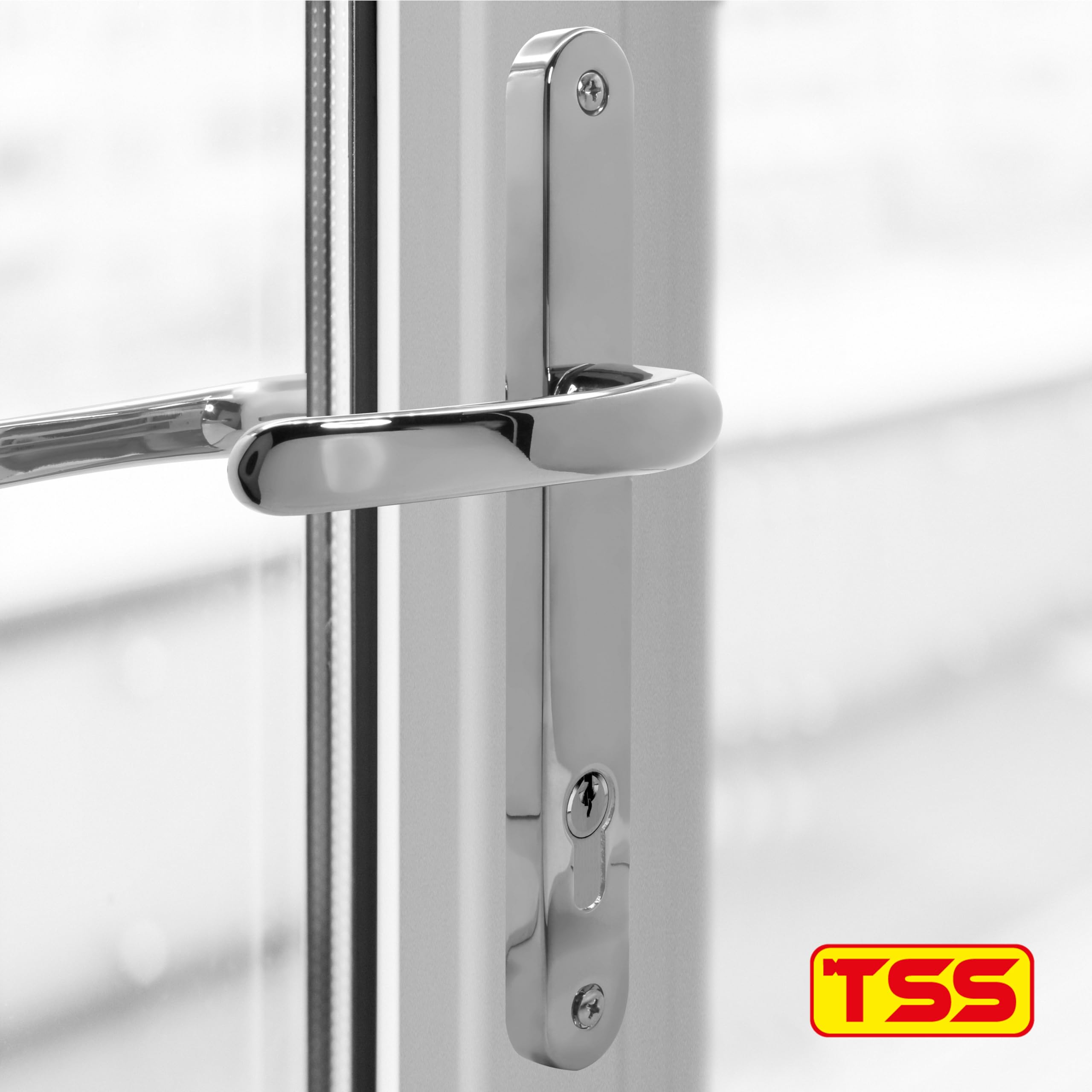 TSS UPVC Door Handles Set including Blank External (Dummy), Lever/Lever, 92mm PZ (Centres), 215mm Screw to Screw - Image 3