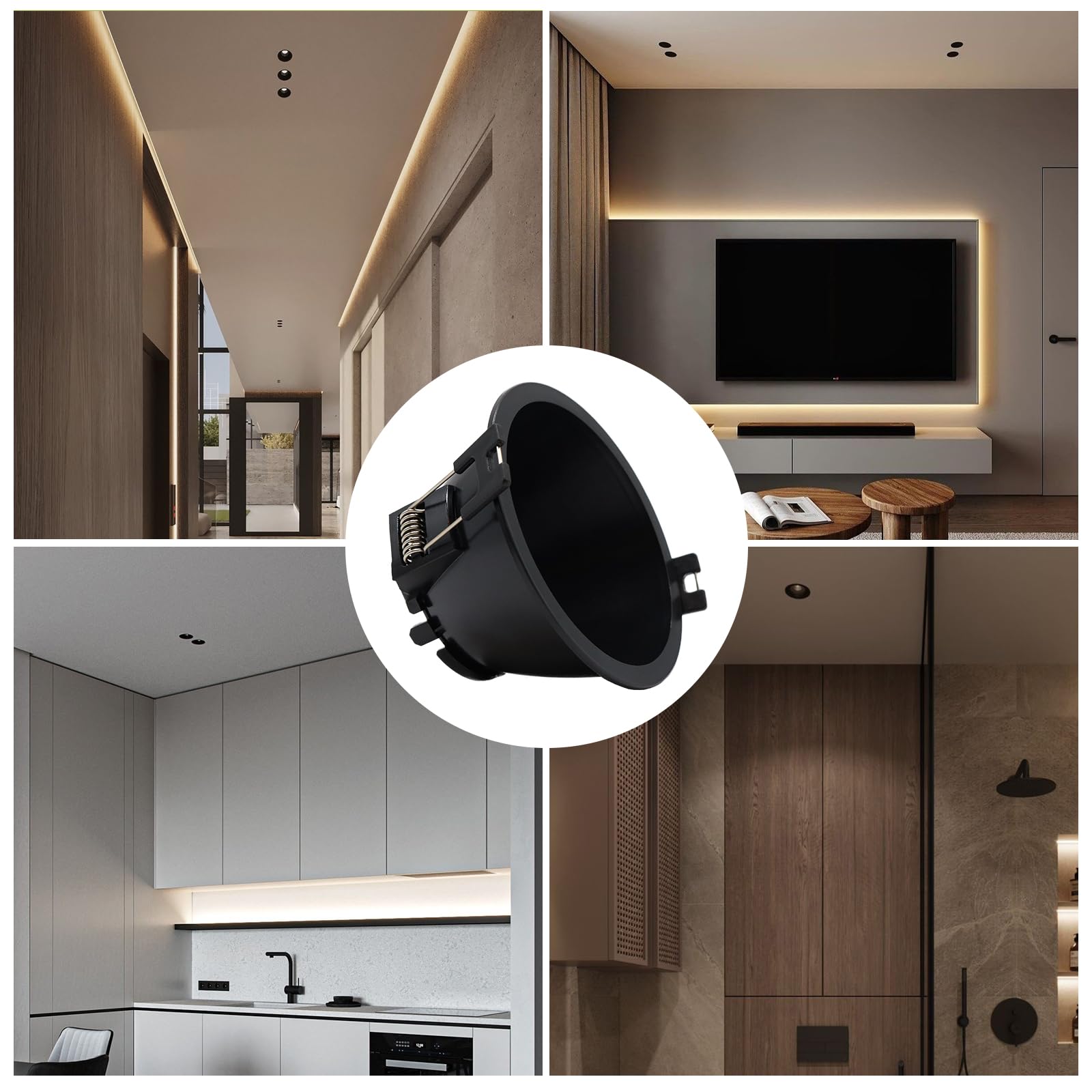 Maxled Light is Led! 10 Szt Oprawka Do Reflektora LED GU10 Ø83mm Materiał PC GU10 Sufitowa Ramka do Zabudowy Montażowa do Montażu Reflektorów Punktowych (Okrągły/Czarny/LED/Halogen)