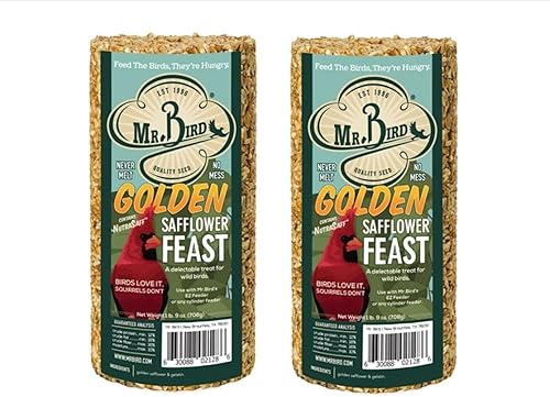 Mr. Bird Paquete de 2 cilindros de semillas de aves silvestres Golden Safflower Feast de 25 onzas