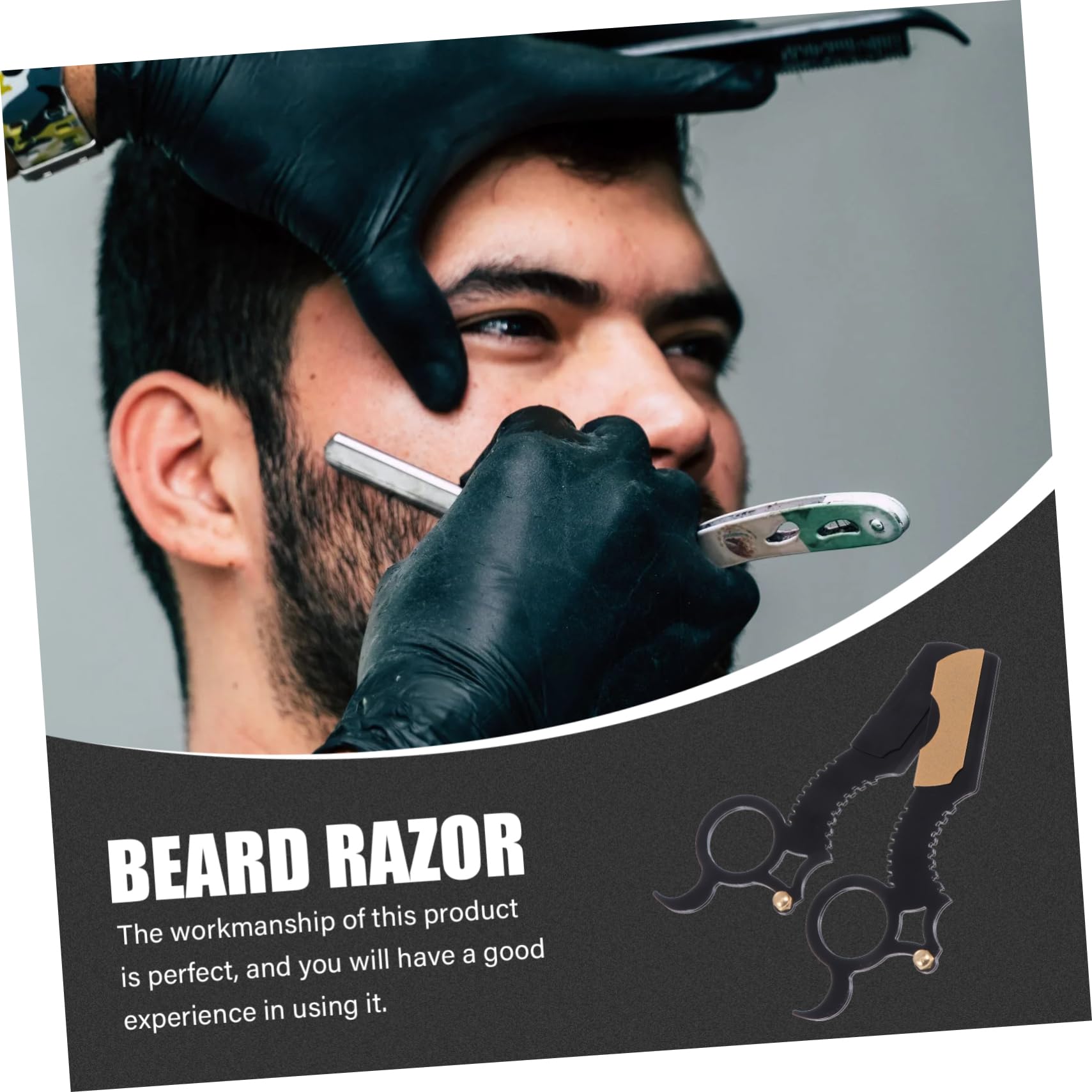 TOVINANNA 2pcs Manual Beard Shaving Razors Barber Set Stainless Steel Barber Razors for Men Beard Grooming Tool