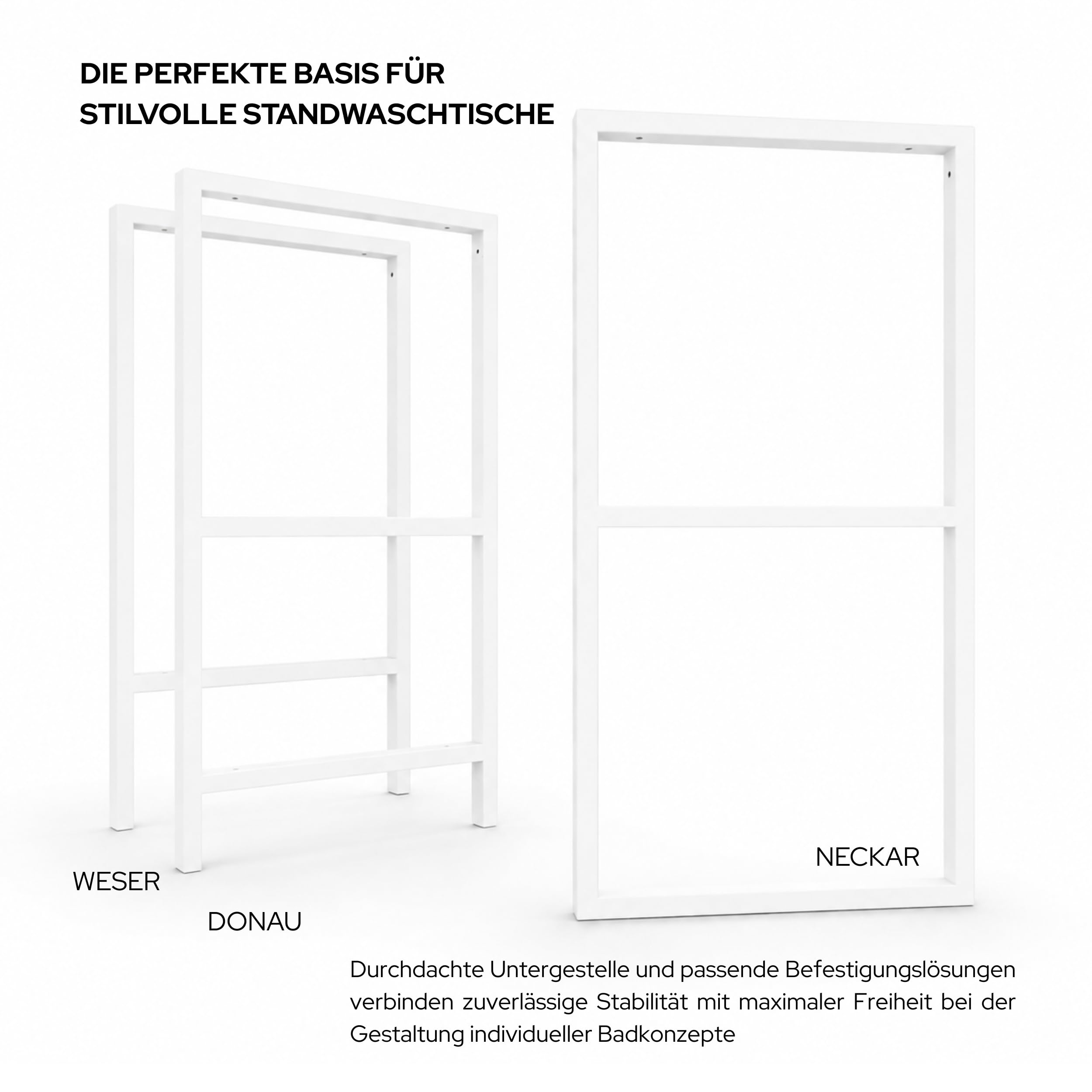 HEVVA Montura doble para lavabo 20/25/30/35/40/45 cm | LAHN | Montura de lavabo sobre encimera, soporte de carga pesada, consola de pared, placa de lavabo de montaje inferior | (Set de 2 - Blanco, 35