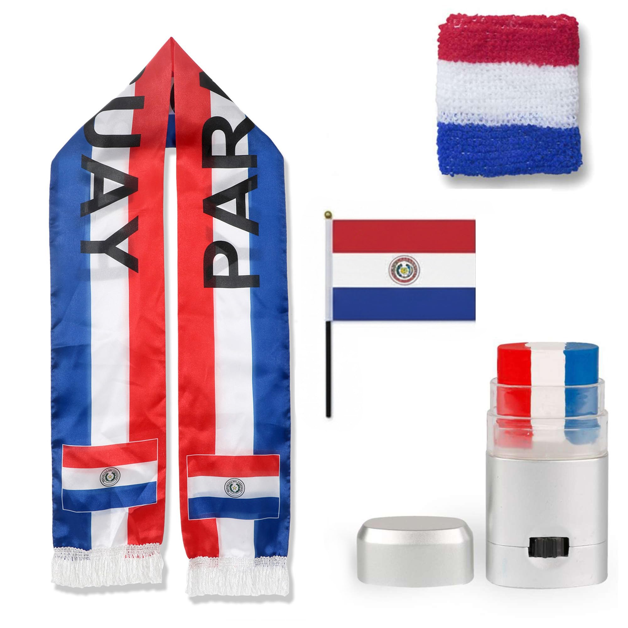 Sonia Originelli Fan-Set Paraguay Fan-Set 14 - Paraguayische Fanartikel EM WM Fußball Party Karneval