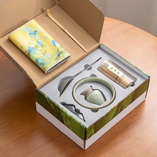 Miniatura 9 de Accesorio japonés para ceremonia de matcha, batidor de matcha, cuchara tradicional (chashaku), cuchara de té, soporte para batidor, 1 tazón de té, 1