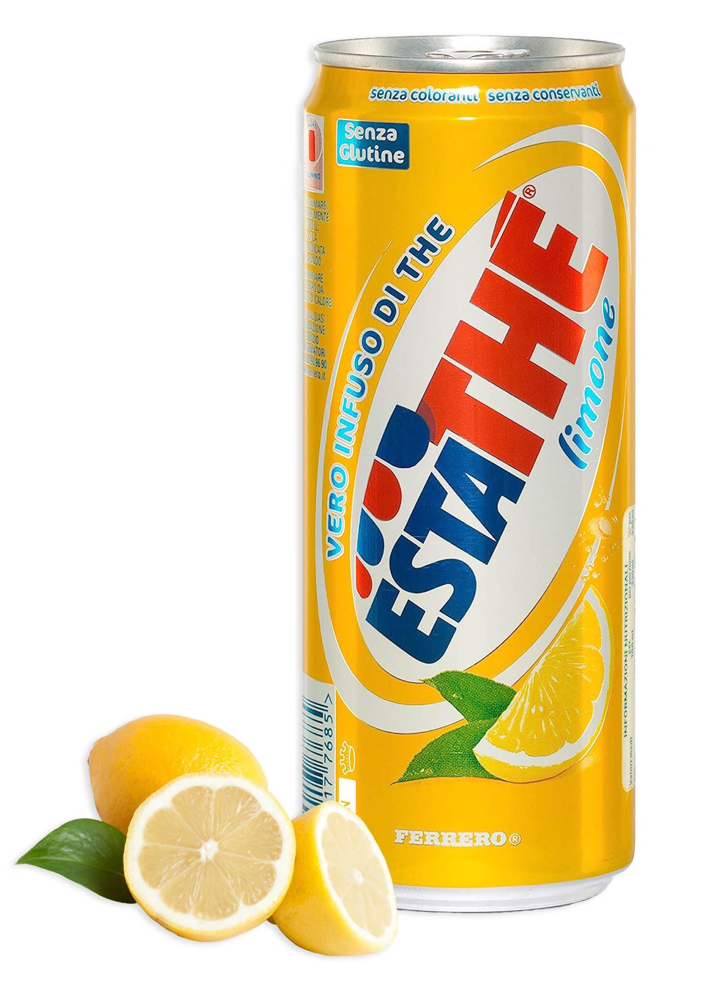 24X Estathe al Gusto di Limone con Vero Infuso di Foglie di Thè Lattina 330ml [CAIYA® BOX da 24 Lattine]