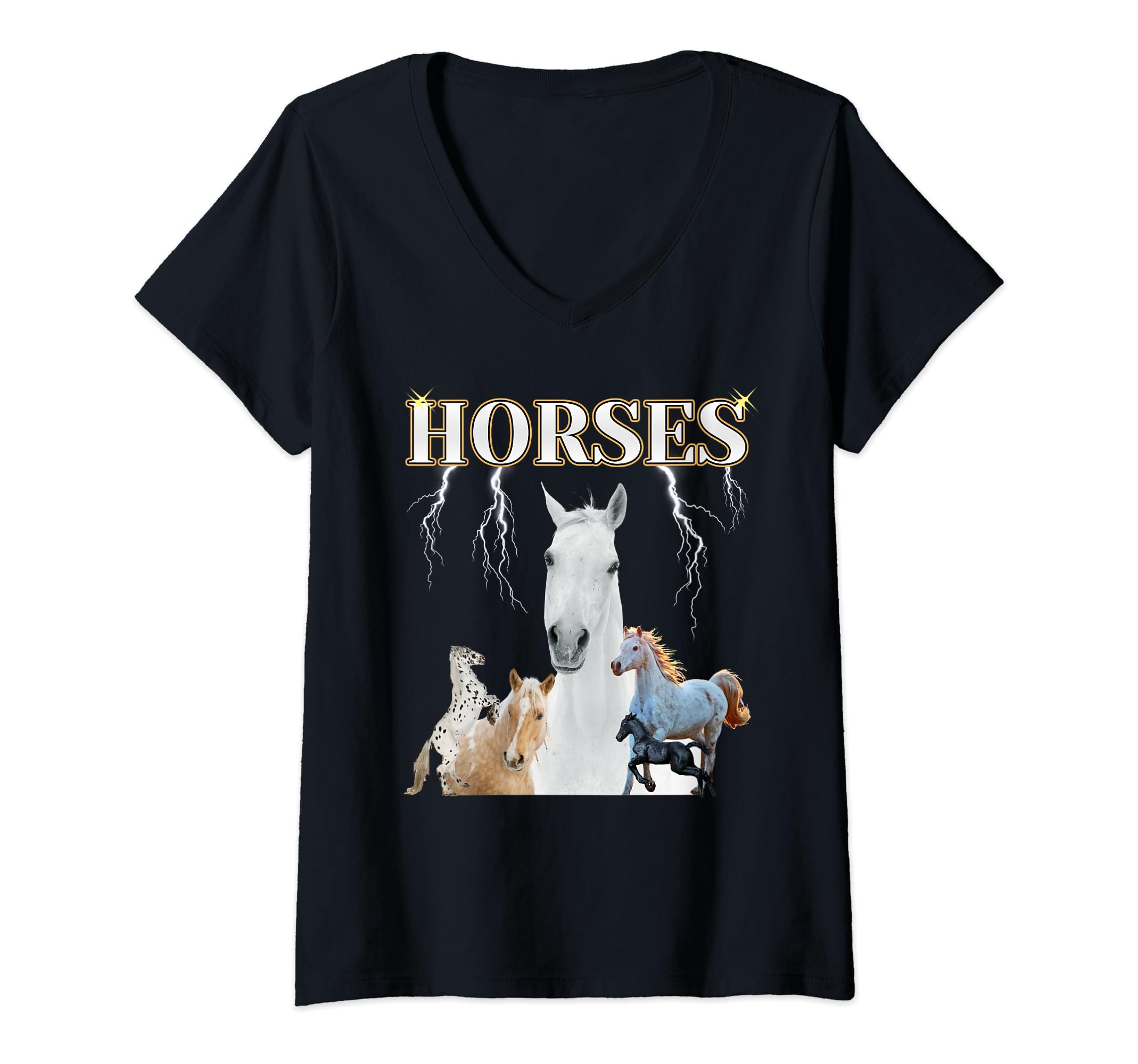 Horses Wild Force of Nature LightningV-Neck T-Shirt