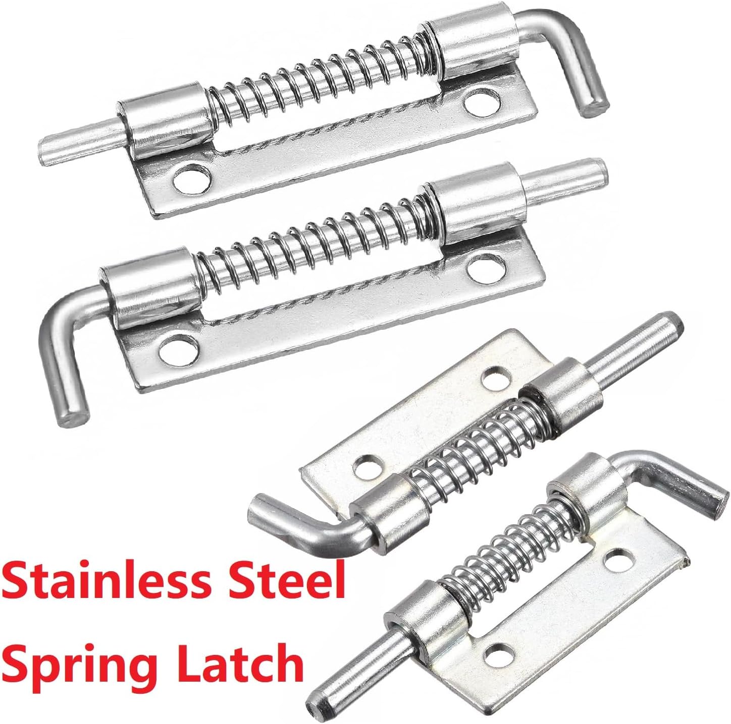 304 Stainless Steel Flat Pin Spring Latch, 2 PCS 85 mm Left Spring Hinge Sliding Lock, Furniture Cabinet Door Gate Spring Latch