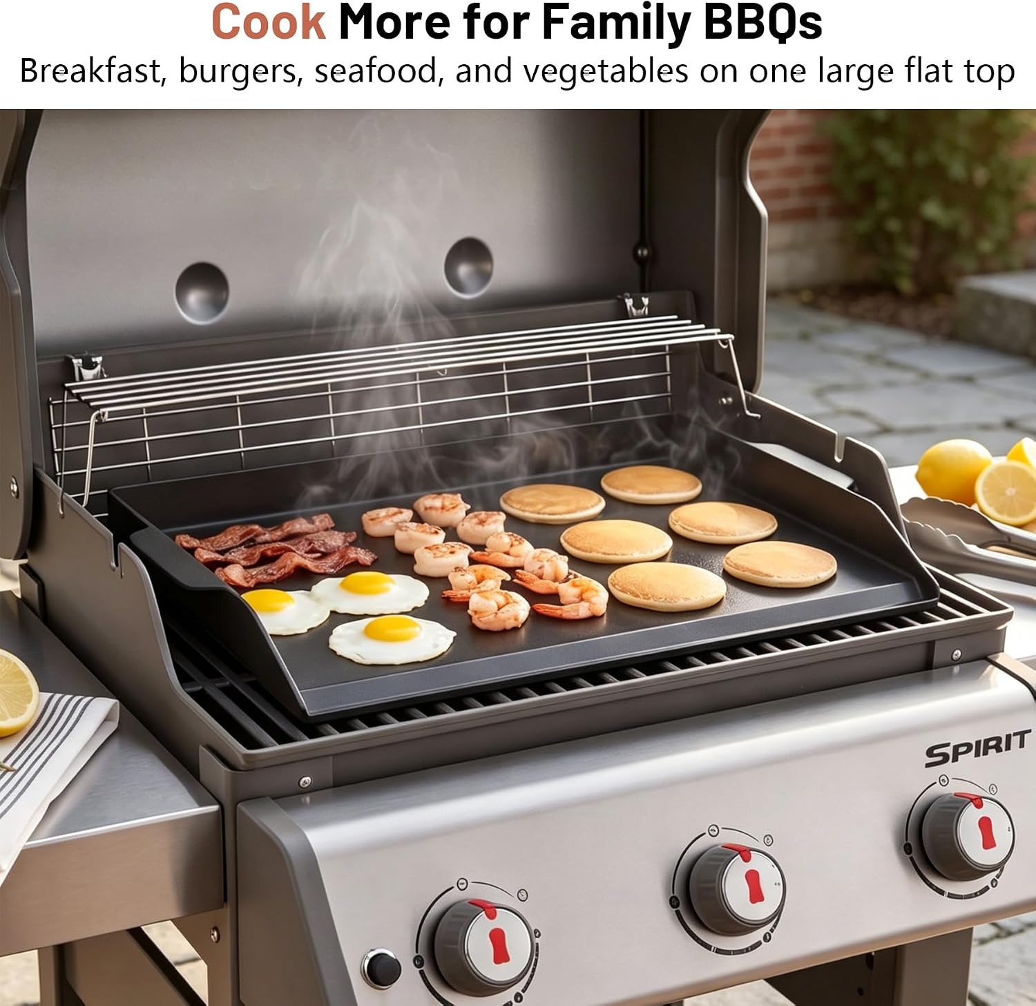 Upgraded 23"x16" Ceramic Coated Cast Iron Griddle, 2.56" High Sidewalls, Heavy-Duty Natural Nonstick Flat Top with Food-Safe Ceramic Finish, Dual Handles, Universal for Gas/Charcoal Grill & Stove Top
