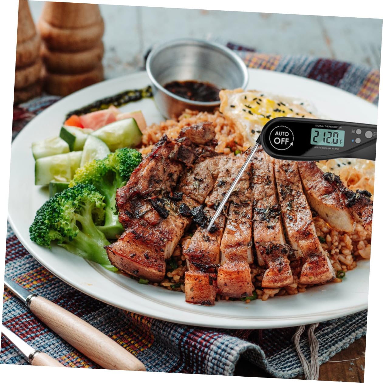 BESTonZON 3pezzi Termometro Digitalper Alimenti Con Sonda Misurazione Istantanea Inossidabile Per e Barbecue Nero
