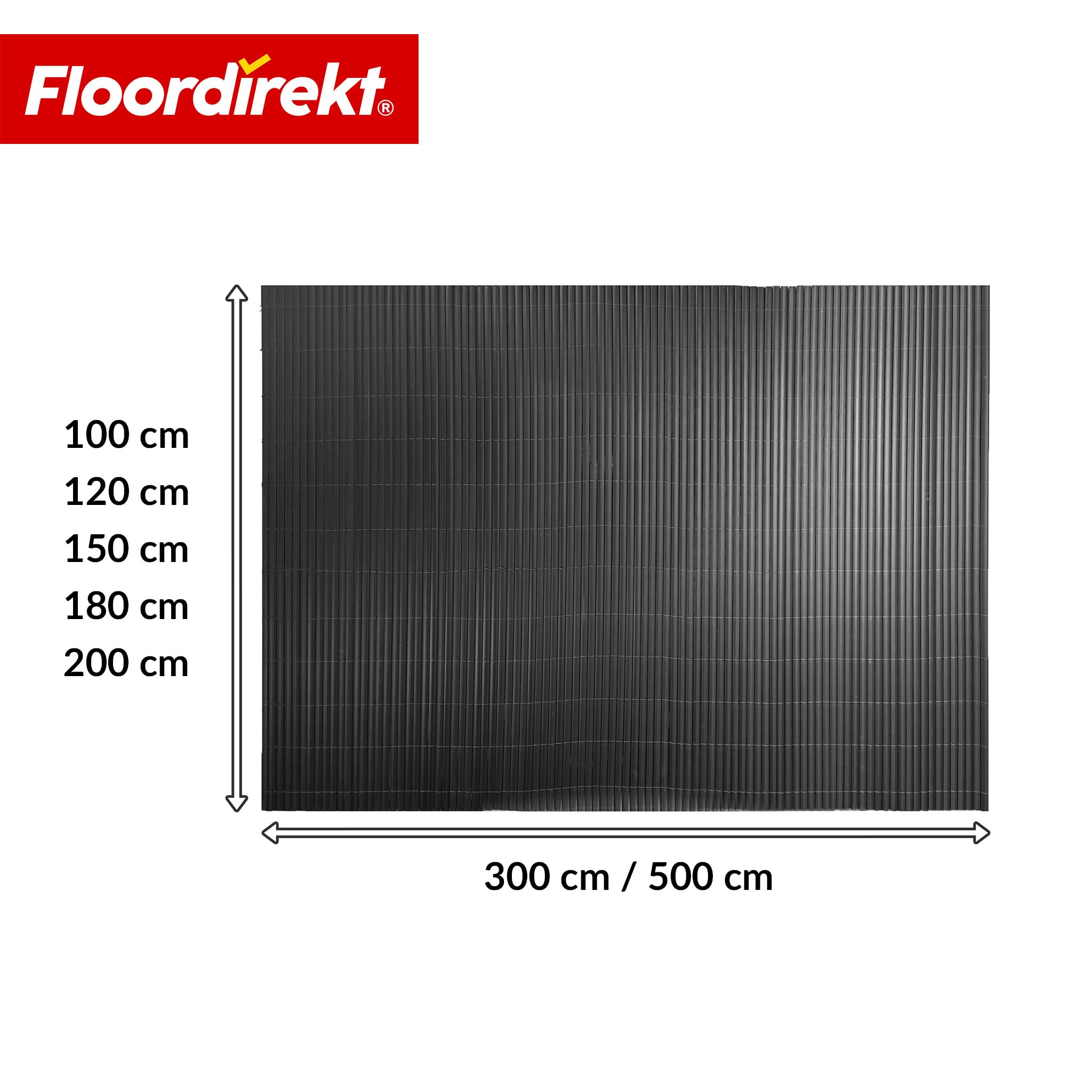 Floordirekt PVC Sichtschutzmatte 200 x 300 cm, Grau – Sichtschutzzaun für Garten, Balkon & Terrasse, Windschutz, Lamellen