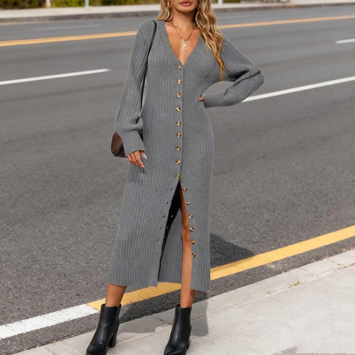 HGps8w Maxi Cardigans for Women Elegant Button Down Sweaters Outerwear Long Dressy Casual Knitted Coat