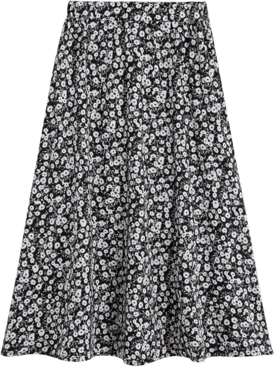 Milumia Girl's Cute Summer Boho Ditsy Floral High Waisted A Line Flare Midi Skirt Flowy Long Skirt - Image 2