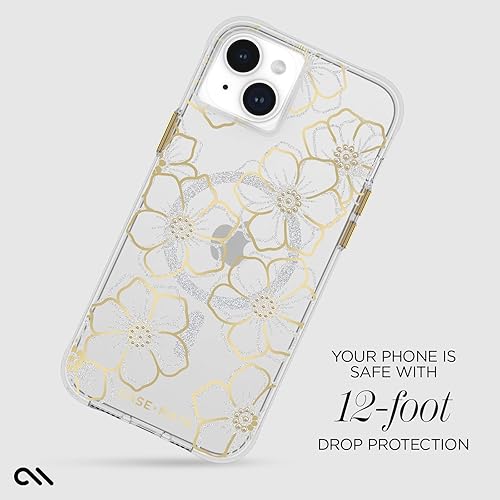 Miniatura 3 de Case-Mate Funda para iPhone 15 Plus, gemas florales protección contra caídas de 12 pies compatible con MagSafe Funda magnética con diamantes de