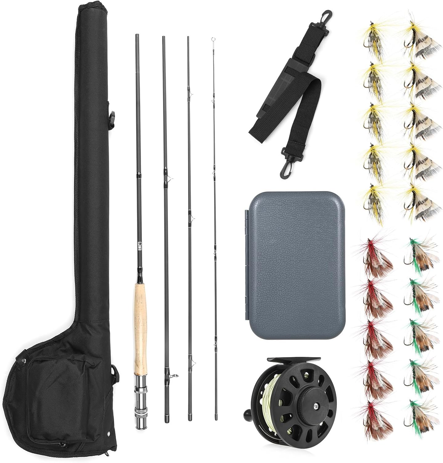 Fly Fishing Rod and Reel Combo Starter Kit Lightweight Composite Material Fly Rod 9ft Complete Package for Beginners and Professionals (5-6)