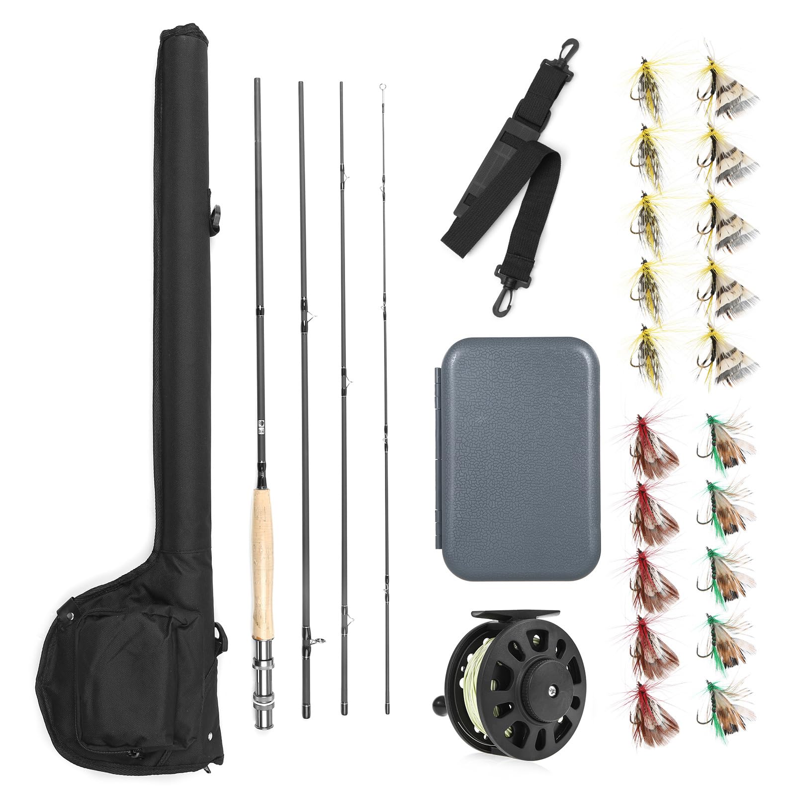 Fliegenfischer-Ruten- und Rollen-Kombi-Starter-Set, Leichte Karbonfaser-Fliegenrute, 9 Fuß, Komplettpaket für Anfänger und Profis (4-5)