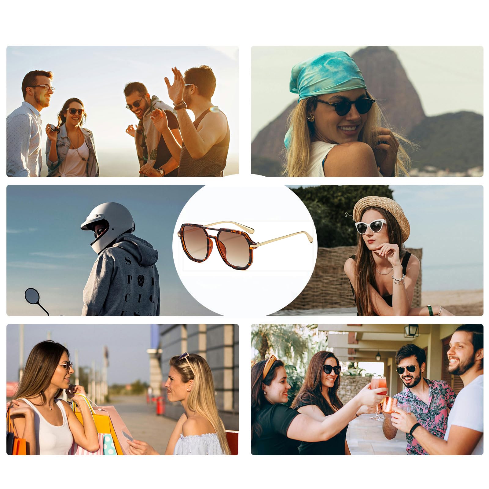 YAMEIZE Okulary przeciwsłoneczne w stylu retro z lat 70-tych pilotów - dla kobiet mężczyzn vintage okulary podwójny most ochrona UV400 ombre jazda