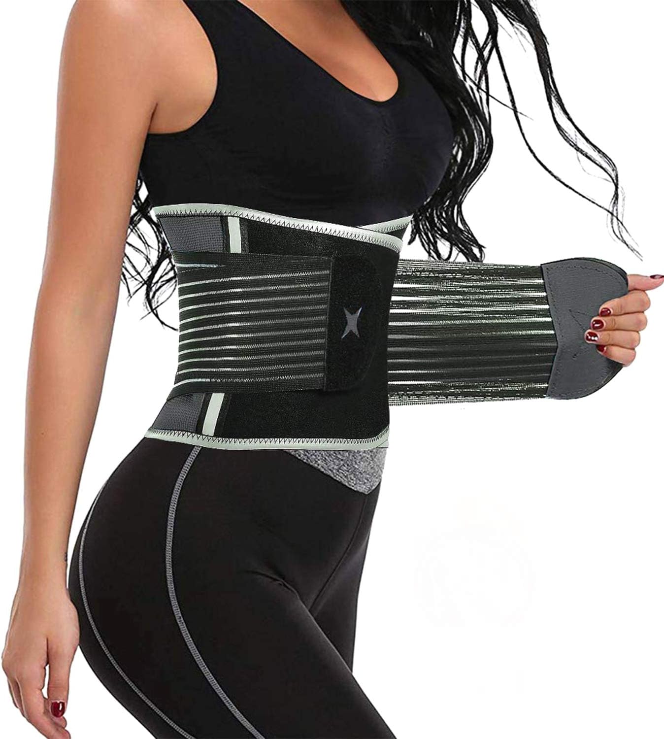 Waist Trainer Belt for Women Waist Trimmer Slimming Body Shaper Workout Fitness Cincher Fluorescence Belly Girdle(Black, Small)