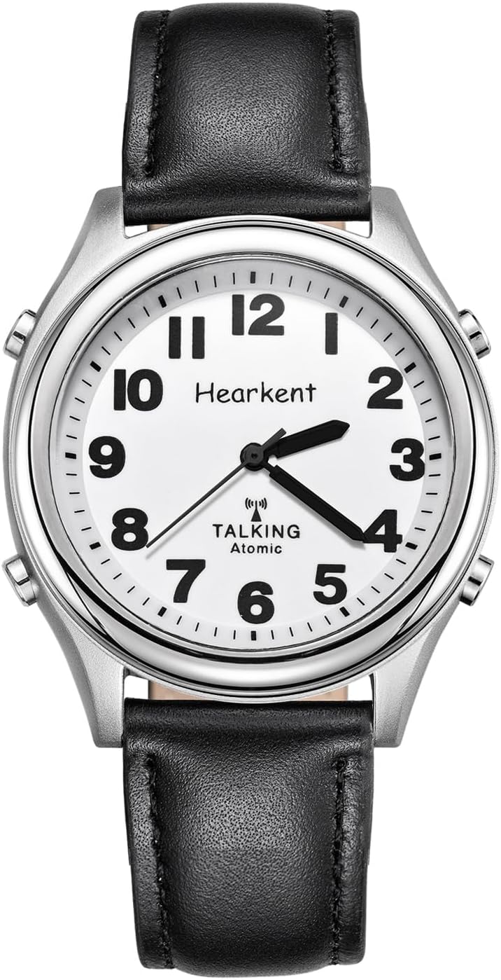Hearkent Atomic American English Talking Watch Speaks Clear and Loud Time, Date and Alarm time Stretch Band is Best Gift for Senior,Visually impaired, or Blind People
