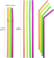 Vista 2 de ALINK 100 popotes flexibles de color neón, pajitas flexibles desechables de plástico, 7.75 x 0.23 pulgadas