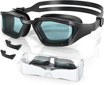 Greatever Sleek Swim Goggles Unisex-Adult, UV400 Protection Swimming Goggles, HD Wide View Goggles, Anti Fog No Leakage