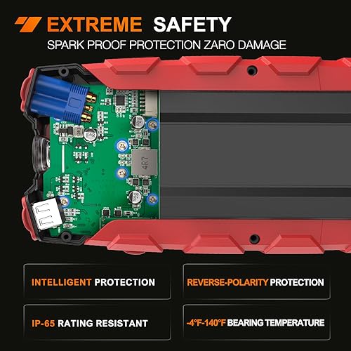 Miniatura 3 de Nilight Arrancador de batería de coche de 2000 A para motores de gasolina de hasta 8.0 L y 7.0 L diésel de 12 V, caja de salto portátil con cables