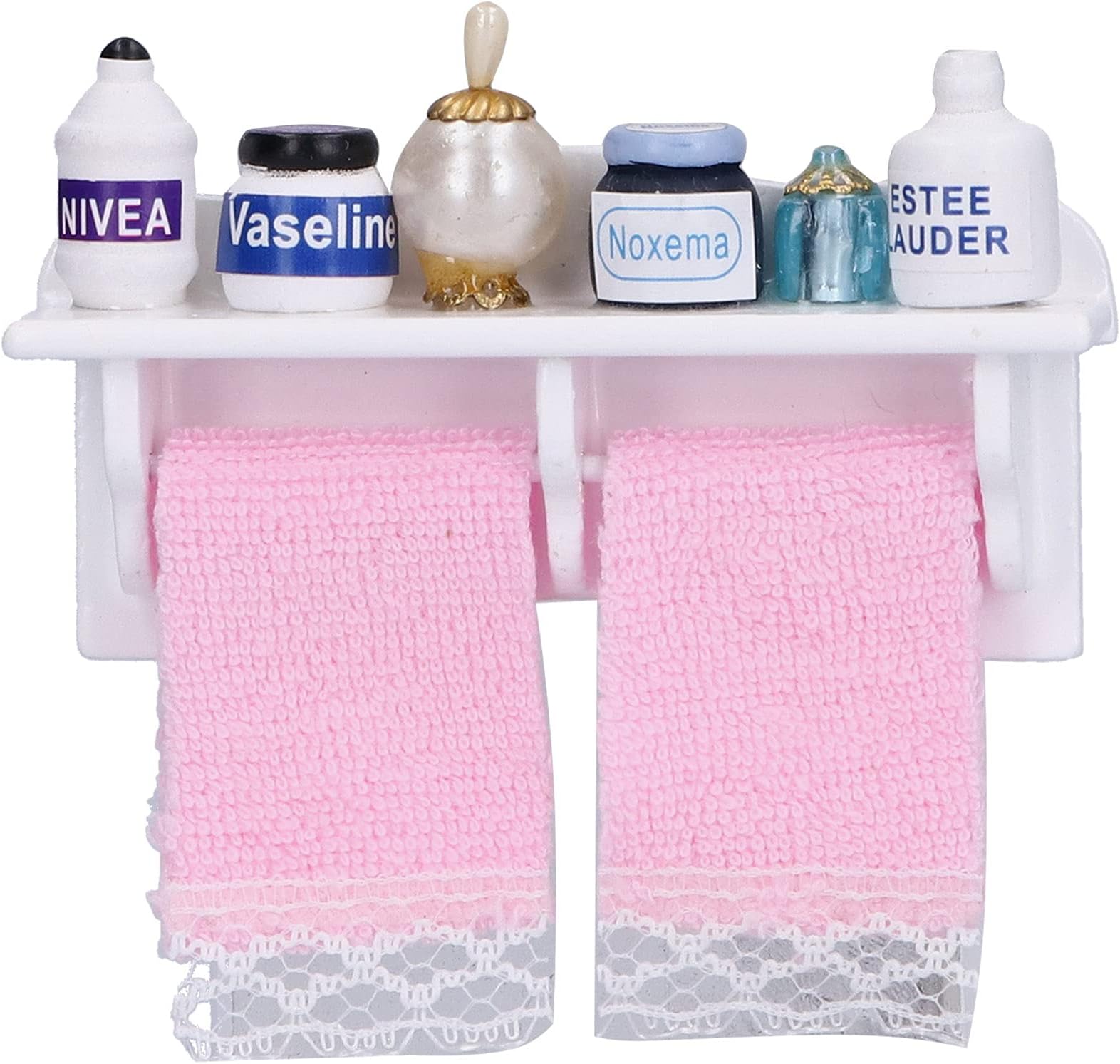 Dollhouse Wooden Towel Rack Bottles, 1:12 Simulation Miniature Furniture Model Toy for Dollhouse Bathroom Decoration Accessories