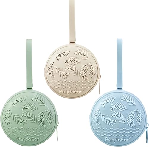 Miniatura 8 de PandaEar Paquete de 3 fundas de silicona para chupón, bolsa portátil para chupetes de viaje para recién nacidos, contenedor de almacenamiento de