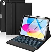 Vista 25 de MoKo Funda con teclado táctil para iPad (A16) 11ª generación de 11 pulgadas 2025, iPad de 10.9 pulgadas de 10.9 pulgadas, funda con soporte para azul