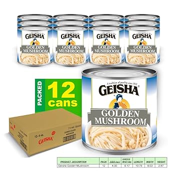 Amazon.com : GEISHA Golden Mushroom 4OZ. (Pack of 12), Enoki
