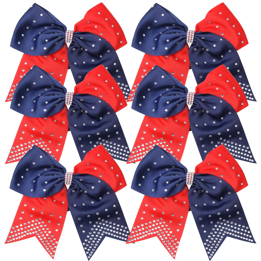 8 Inch 2 Colors Cheerleader Bows Ponytail Holder with