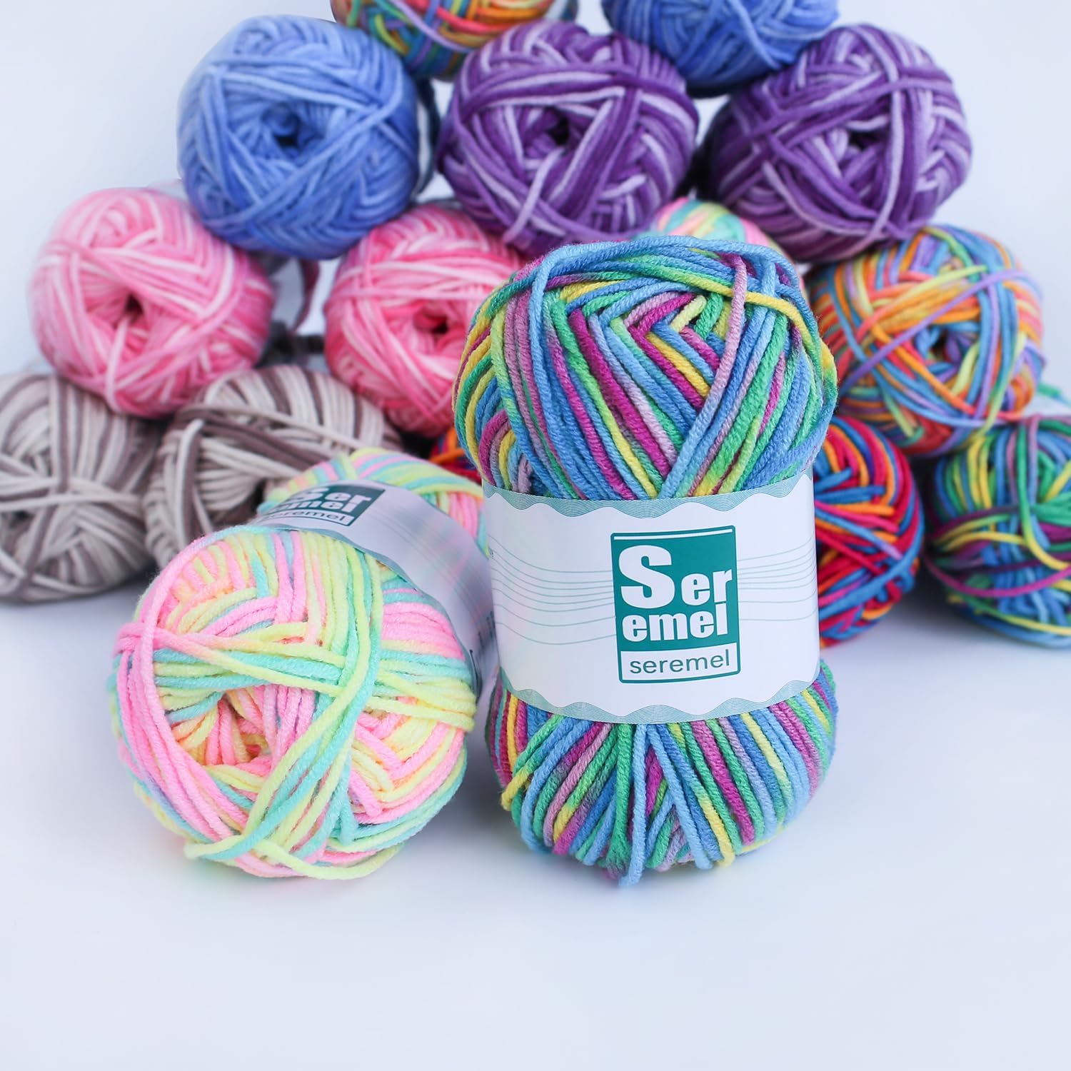 2 Pcs （2 * 48g/2 * 142yards） Crochet/Knitting Rainbow Yarn,Multicolor Variegated 100% Acrylic Yarn,Crochet Yarn for Beginners,Soft Yarn for Crocheting Blanket (Purple Green Yellow)… thumbnail