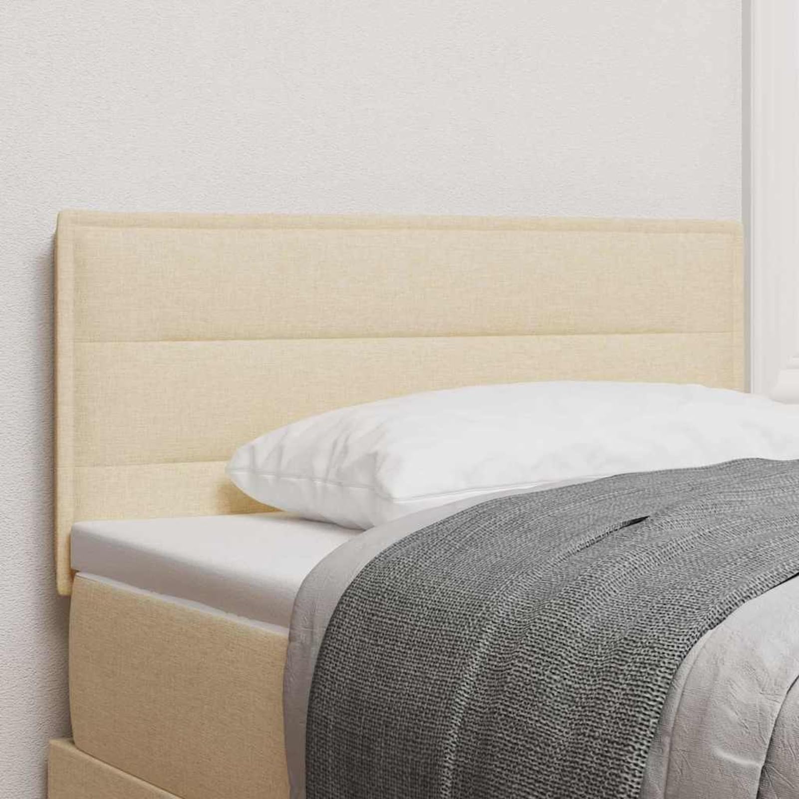 Gecheer Tête de lit à motif ligné en tissu crème 90 cm - Accessoire de lit pour chambre à coucher